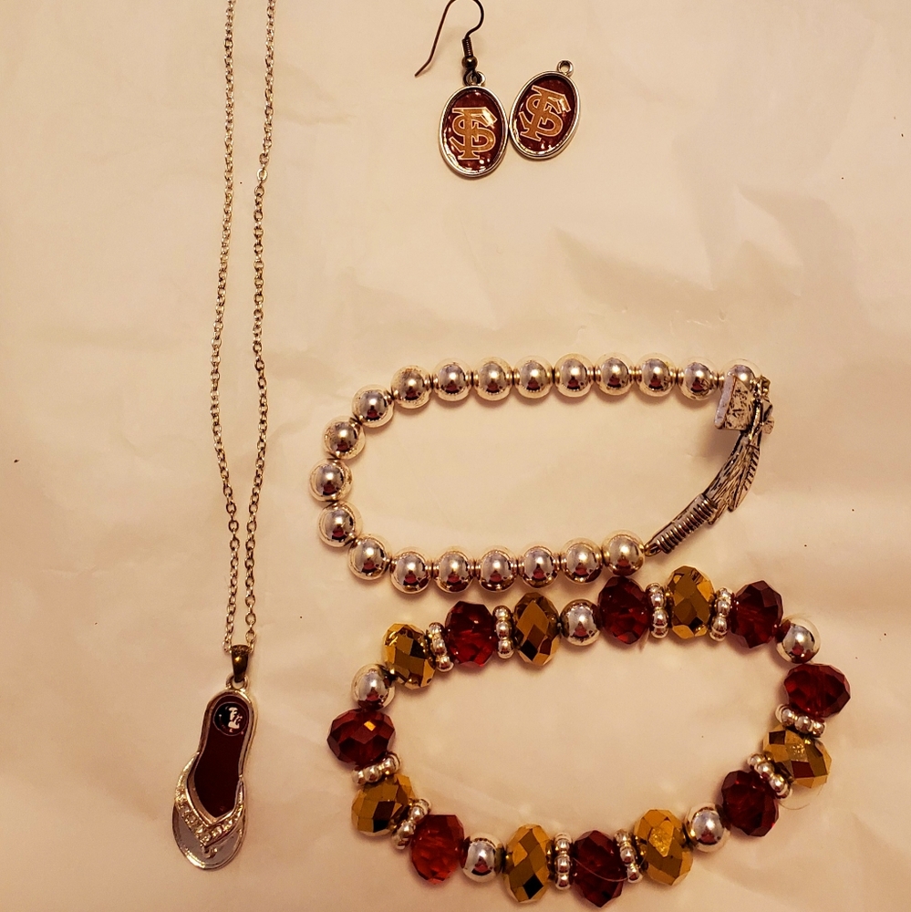 Lot of Florida State game day jewelry